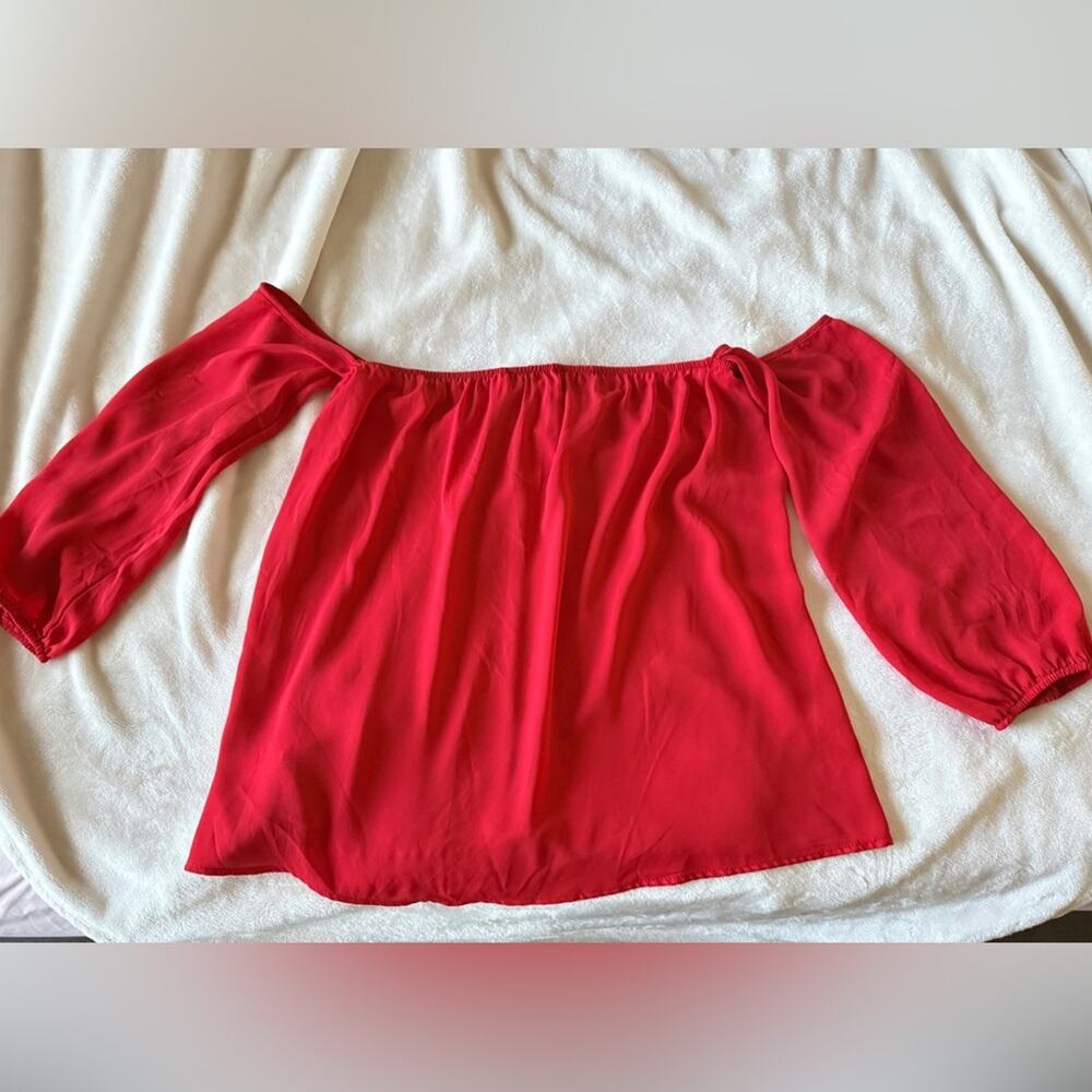 Mittoshop red off the shoulder long sleeve top size L